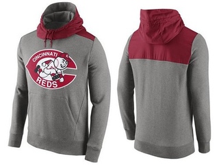 Men's Cincinnati Reds Cooperstown Collection Hybrid Pullover Hoodie - Gray
